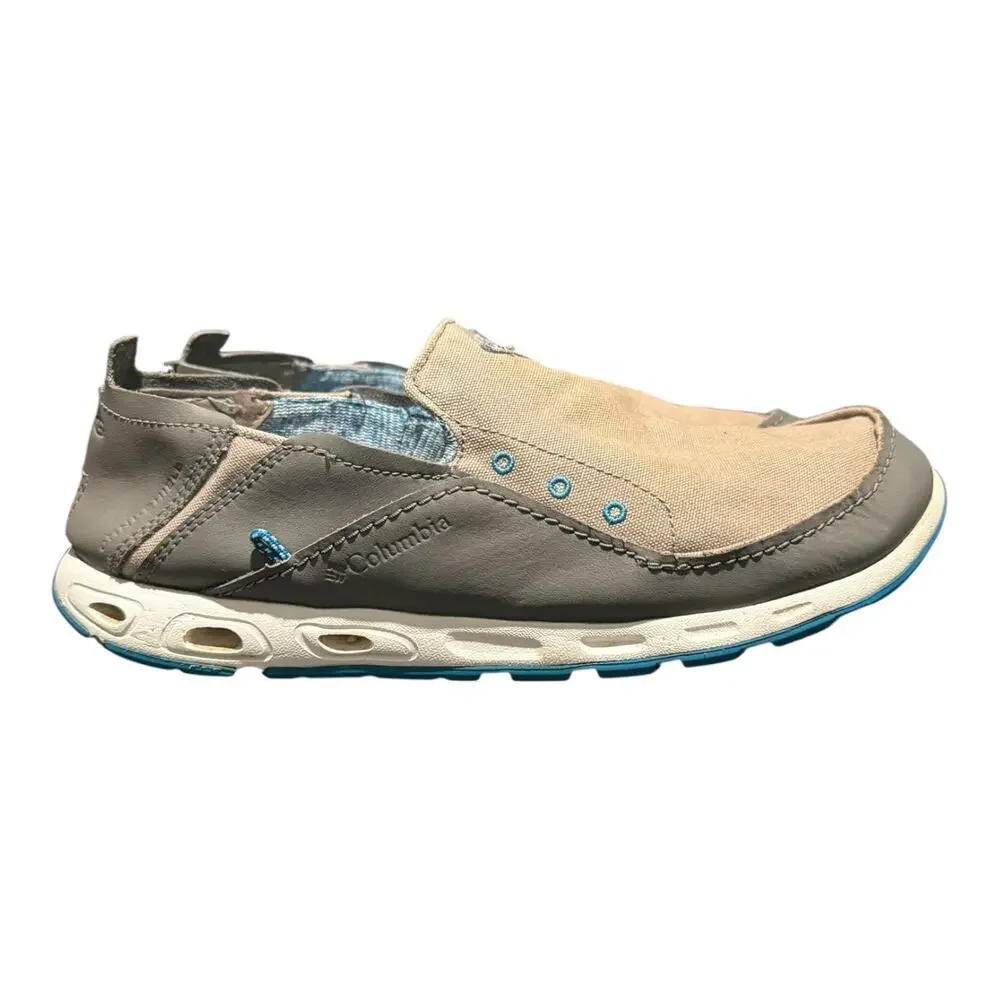 Columbia Men’s Slip On Boat Shoes Size 9 Wide Gray Beige Comfort Casual Loafers